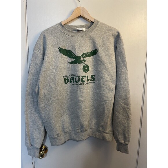 Philly Style Bagels Large Gray Sweatshirt - Retro Eagles Logo - Picture 2 of 4
